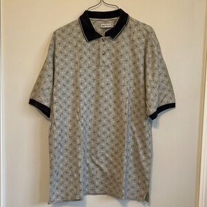 IMPRINTS Men’s Polo Shirt. Geometric Print. Navy Collar.